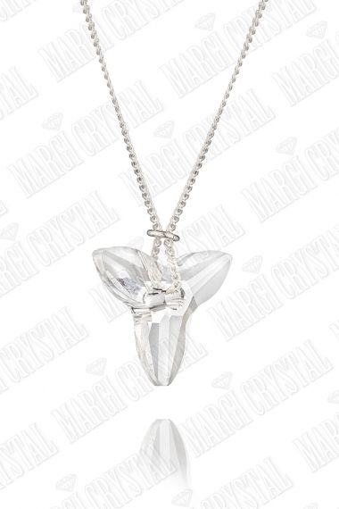 Колие с кристал Swarovski,  Орхидея 20 мм, Crystal, синджир