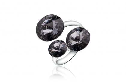 Сребърен пръстен с кристали Swarovski в различни цветове
