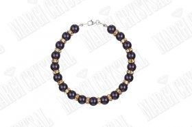 Комплект огърлица, гривна и обеци с перли и кристали, Dark Purple