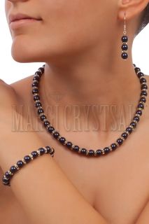 Огърлица с перли Swarovski и кристали Swarovski, Dark Purple