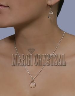 Комплект с кристали Swarovski Flat Briolette 15мм, Crystal, сребро 925