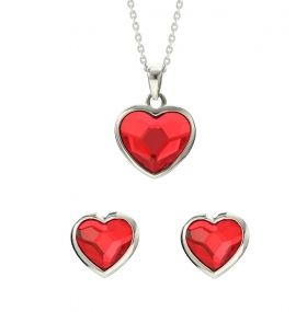 Комплект Love Heart с кристали Swarovski в различни цветове