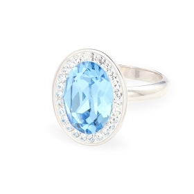 Сребърен пръстен Brilliance Oval с кристали Swarovski в различни цветове   