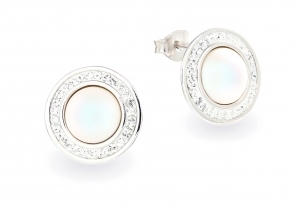 Обеци Brilliance Pearls с кристали Swarovski в различни цветове, сребро 925