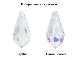 Колие с кристал Swarovski Капка (6000) 28мм, Aurore Boreale, сребро 925