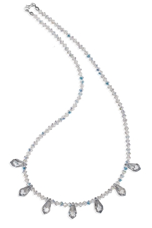 Комплект с кристали Swarovski Капка (6000) 15мм, Blue Shade, сребро 925