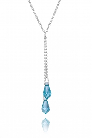 Комплект с кристали Swarovski Капка (6000) Light Turquoise, сребро 925