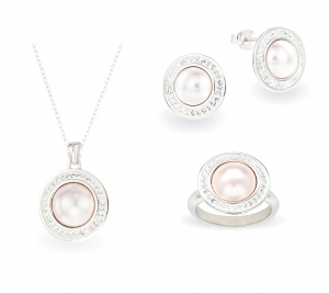 Комплект Brilliance Pearls с кристали Swarovski в различни цветове, сребро 925