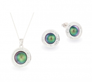 Комплект Brilliance Pearls с кристали Swarovski в различни цветове, сребро 925